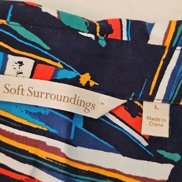 Soft Surroundings Size Large Multicolor Sailboat on Navy Blue Long Sleeve Shirt - Picture 7 of 11